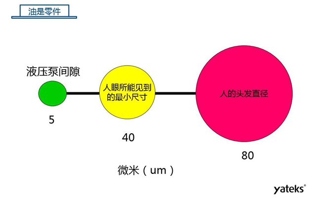 如图所示是机械设备液压泵间隙、人眼所能见到的最小尺寸、人的头发直径三者之间的对比图